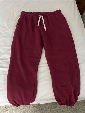 Forever 21 Women 0x Maroon Elastic Waist Fleece Sweatpants